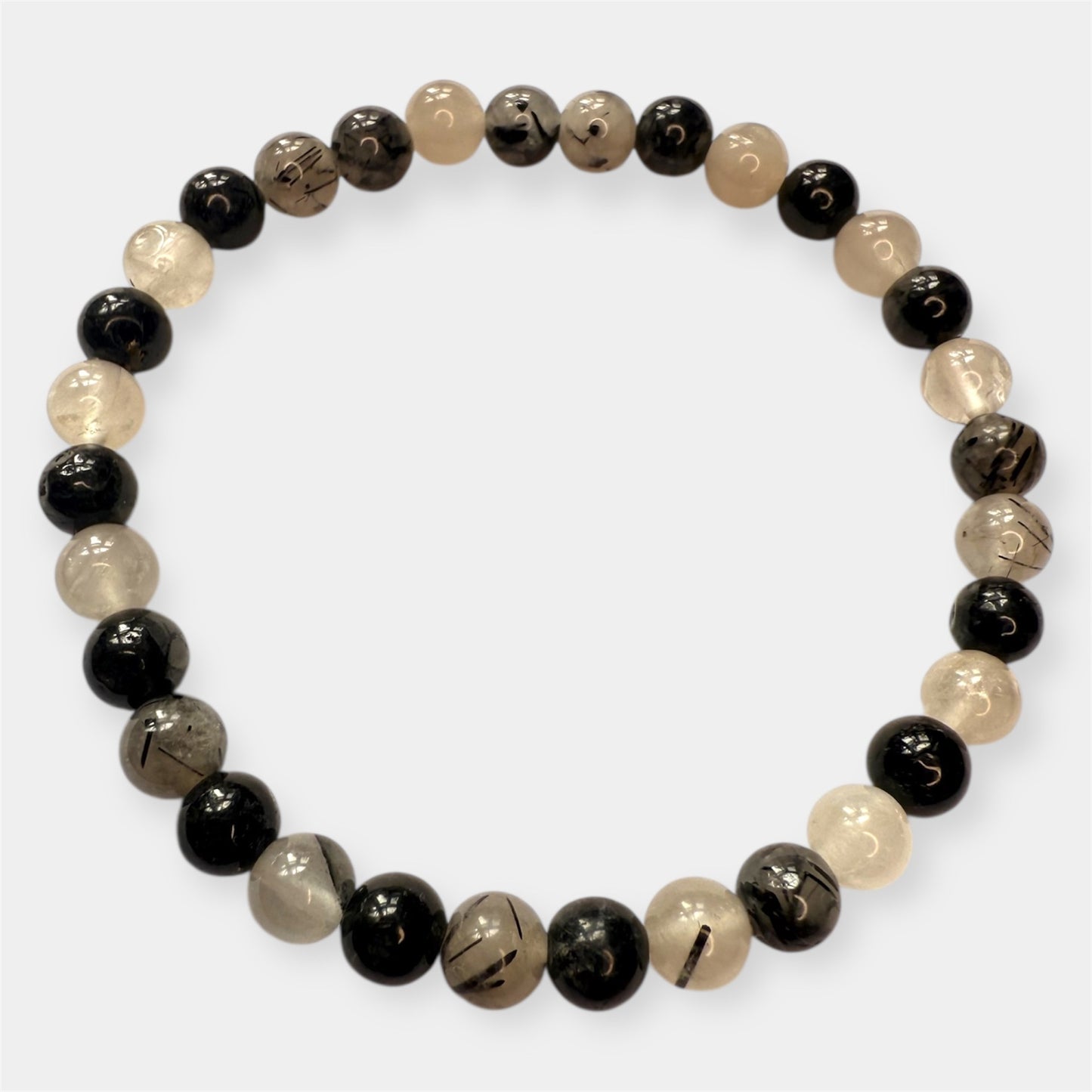 Bracelet boule Cristal de Roche Tourmaline