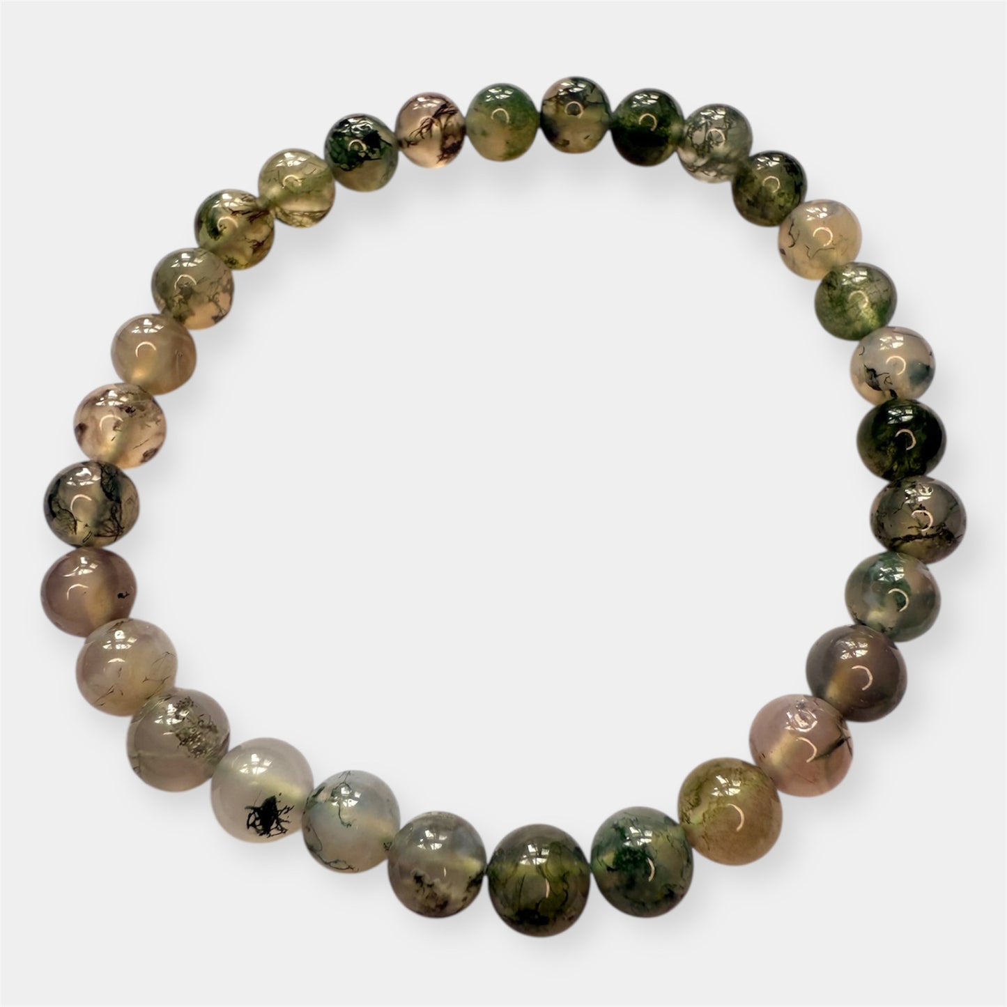 Bracelet boule Agate mousse