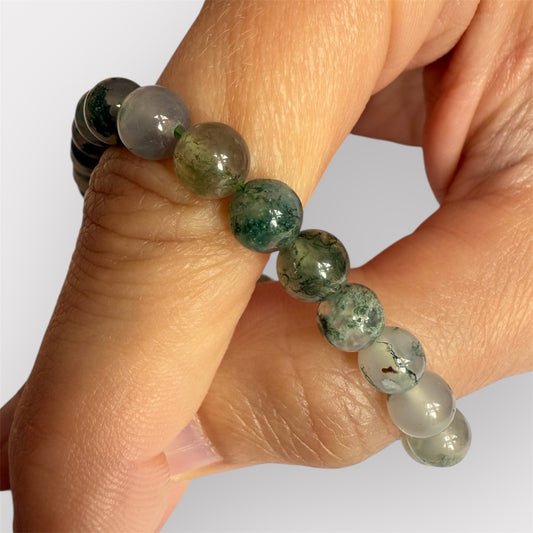 Bracelet boule Agate mousse
