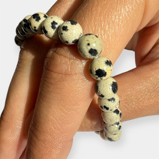 Bracelet boule Jaspe Dalmatien