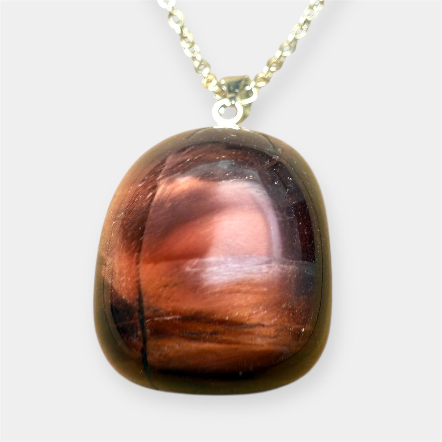 Pendentif pierre roulée oeil de taureau