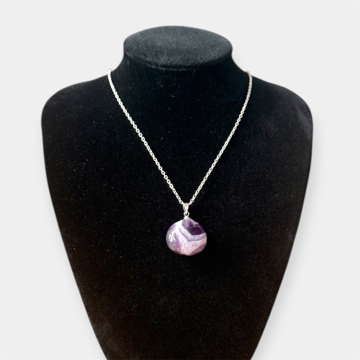 Pendentif  pierre roulée Améthyste rubanée