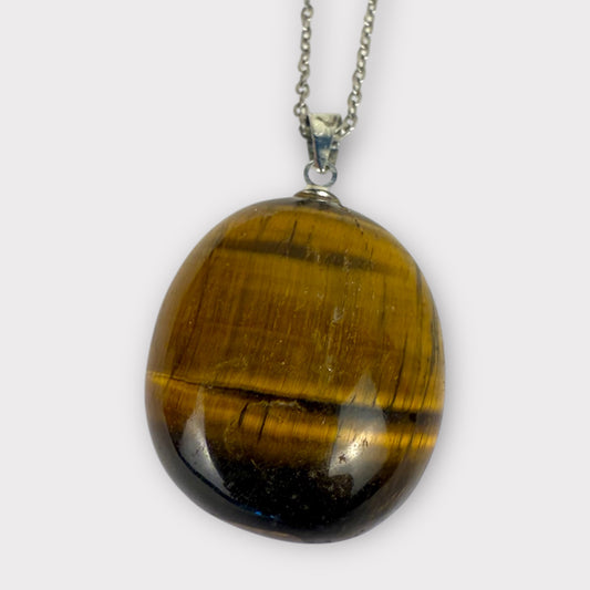 Pendentif pierre roulée oeil de tigre