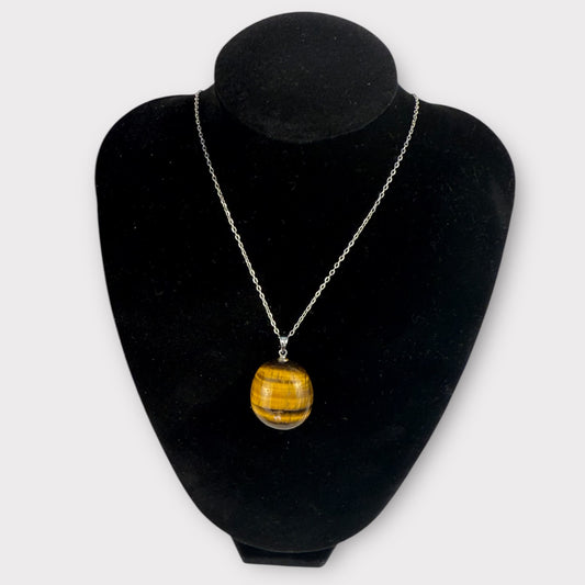 Pendentif pierre roulée oeil de tigre
