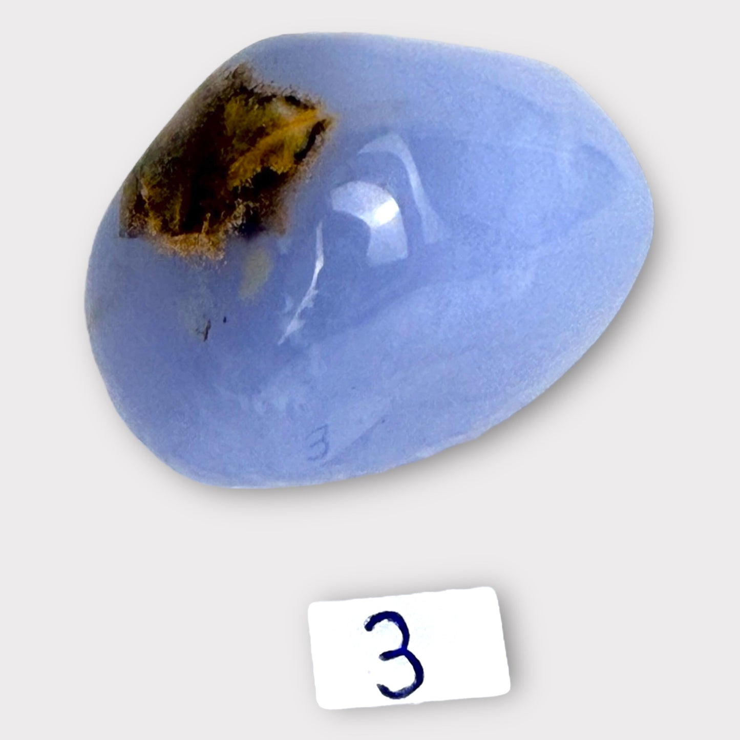 Pierre roulée calcedoine bleue