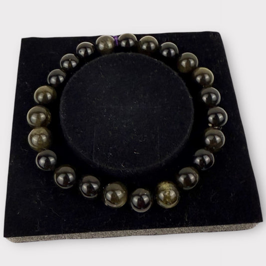 Bracelet obsidienne dorée