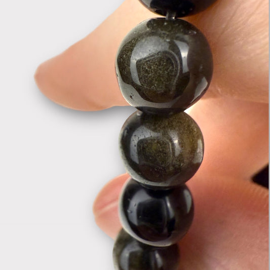 Bracelet obsidienne dorée