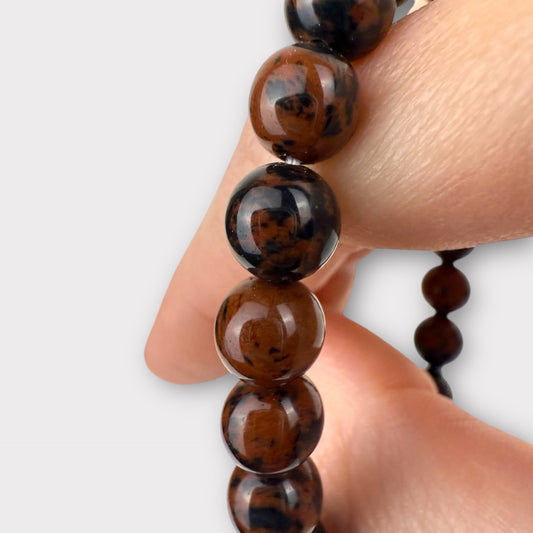 Bracelet obsidienne acajou