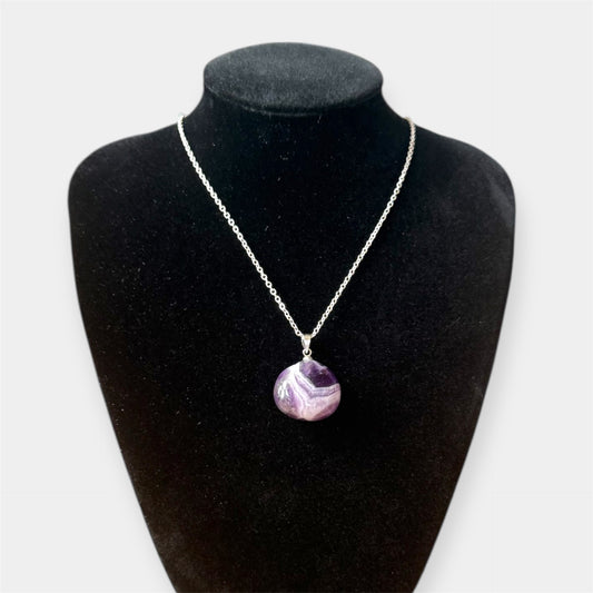 Pendentif  pierre roulée Améthyste rubanée