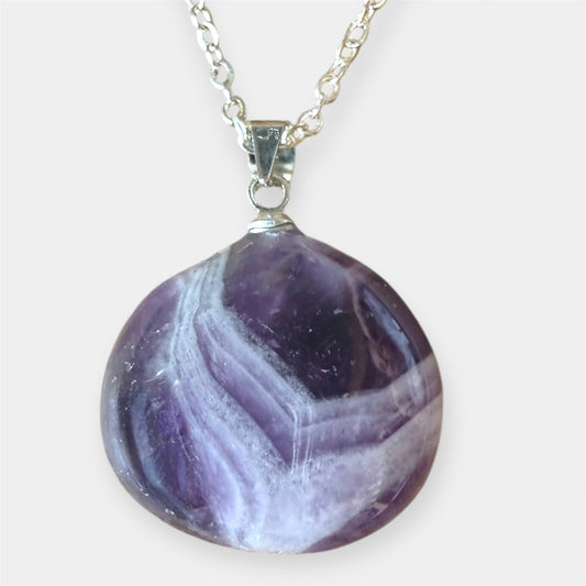 Pendentif  pierre roulée Améthyste rubanée