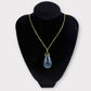 Pendentif goutte sautoir fluorine bleue